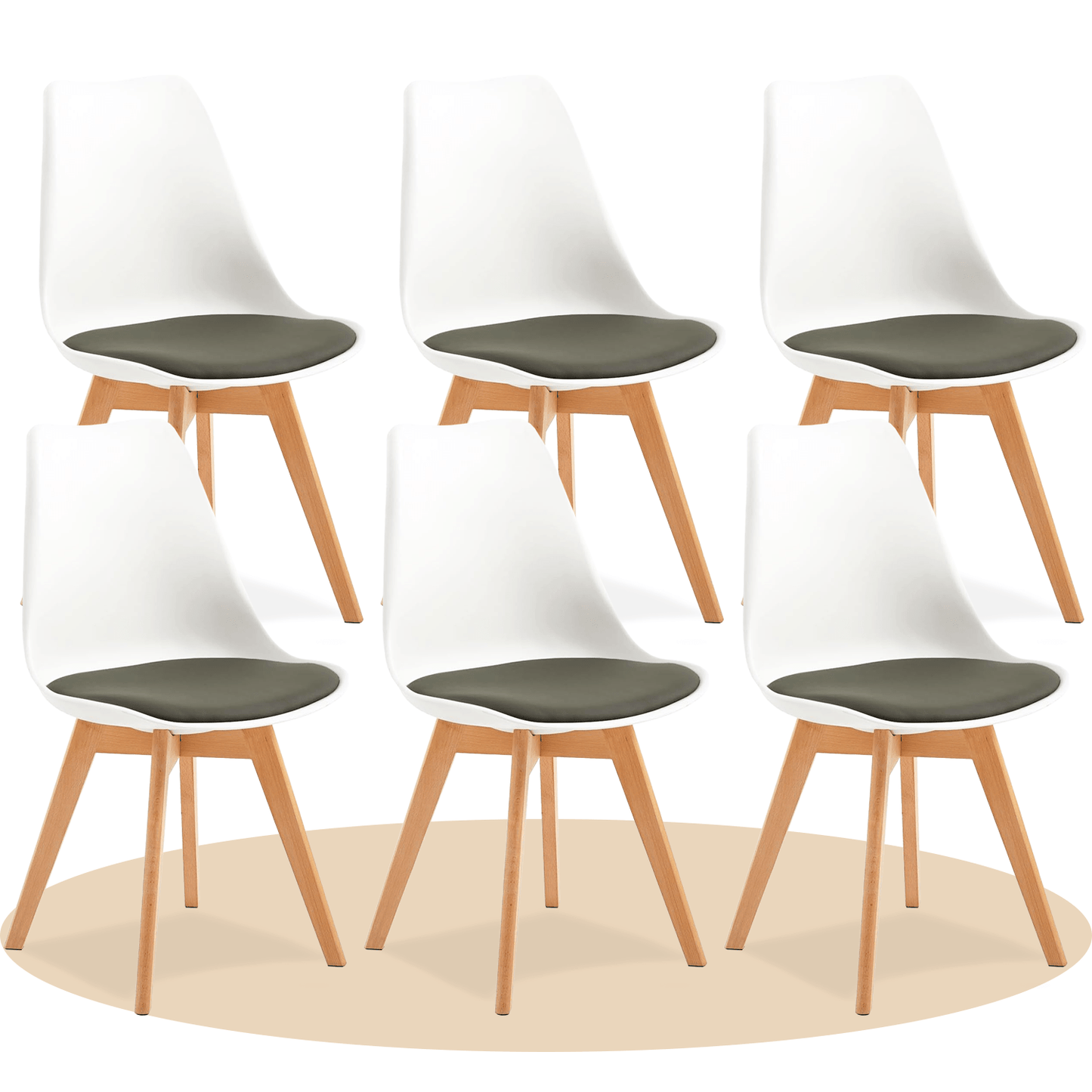 1/2/4/6 Unidad Sillas para Comedor, Sillas para Cocina con Asiento Blando, Tapizado y Patas Resistentes de Madera de Haya, Sillas Nórdicas