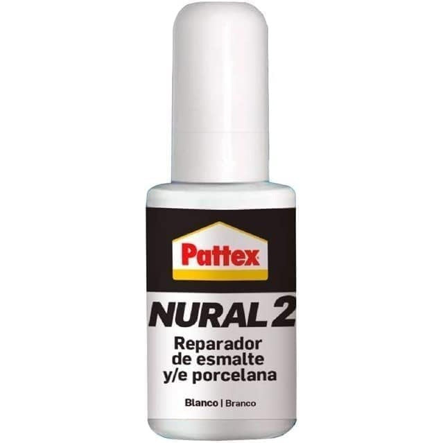 Pattex Nural 2 Reparador de Esmalte y Porcelana, Esmalte Permanente Blanco para Desconchados, Golpes y Rozaduras, Esmalte con Múltiples Aplicaciones, 50g
