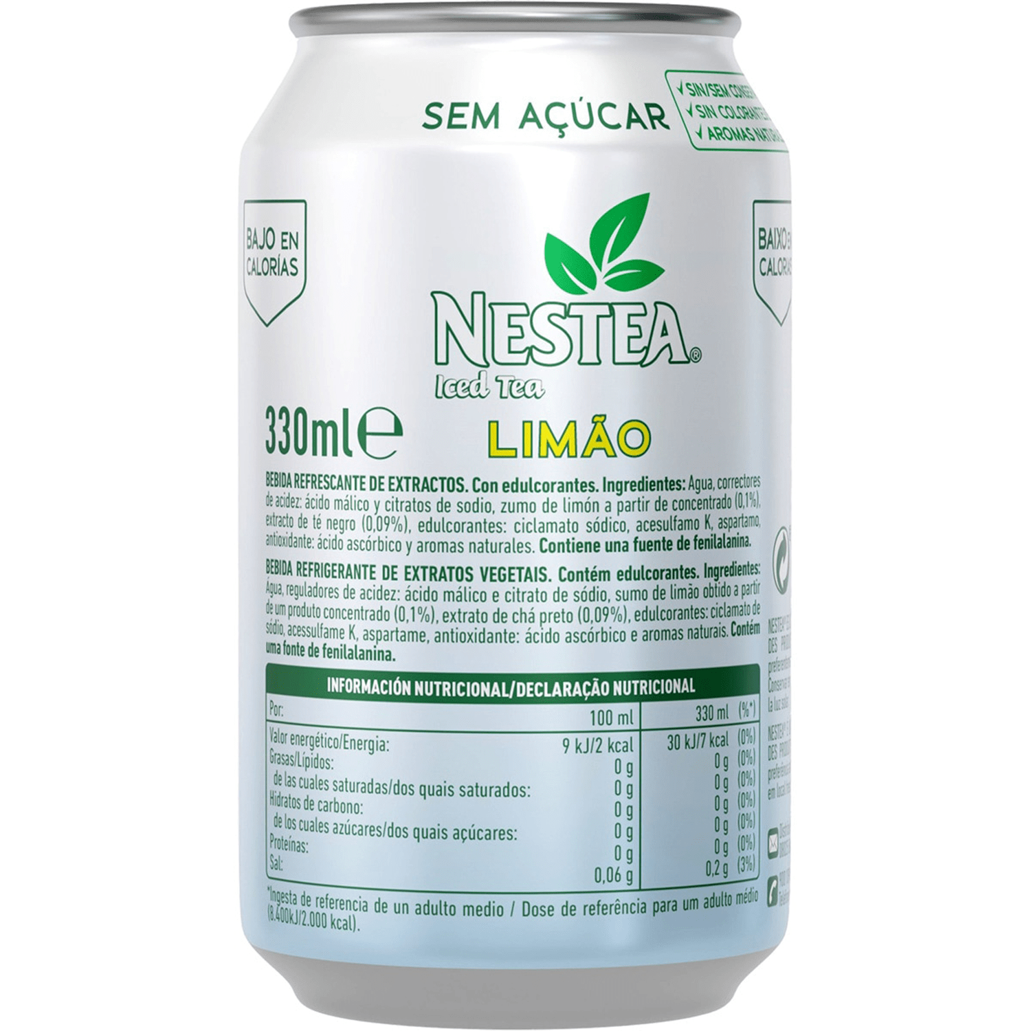 Nestea Té Negro Limón Sin Azúcar, Refresco de Té Negro con Sabor a Limón, Pack de 24 Latas de 330ml