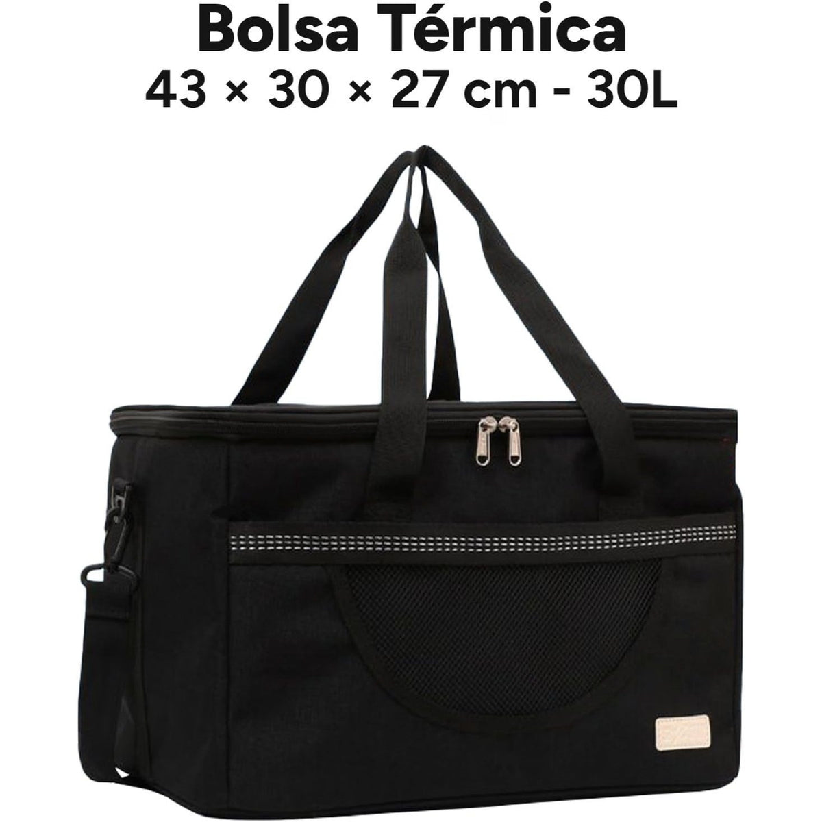 Bolsa Térmica Comida de 30L de Capacidad, Bolsa Aislamiento Isotérmico Hermética, Resistente y Espaciosa, ideal para Picnic, Playa, Camping y Excursión, Negro