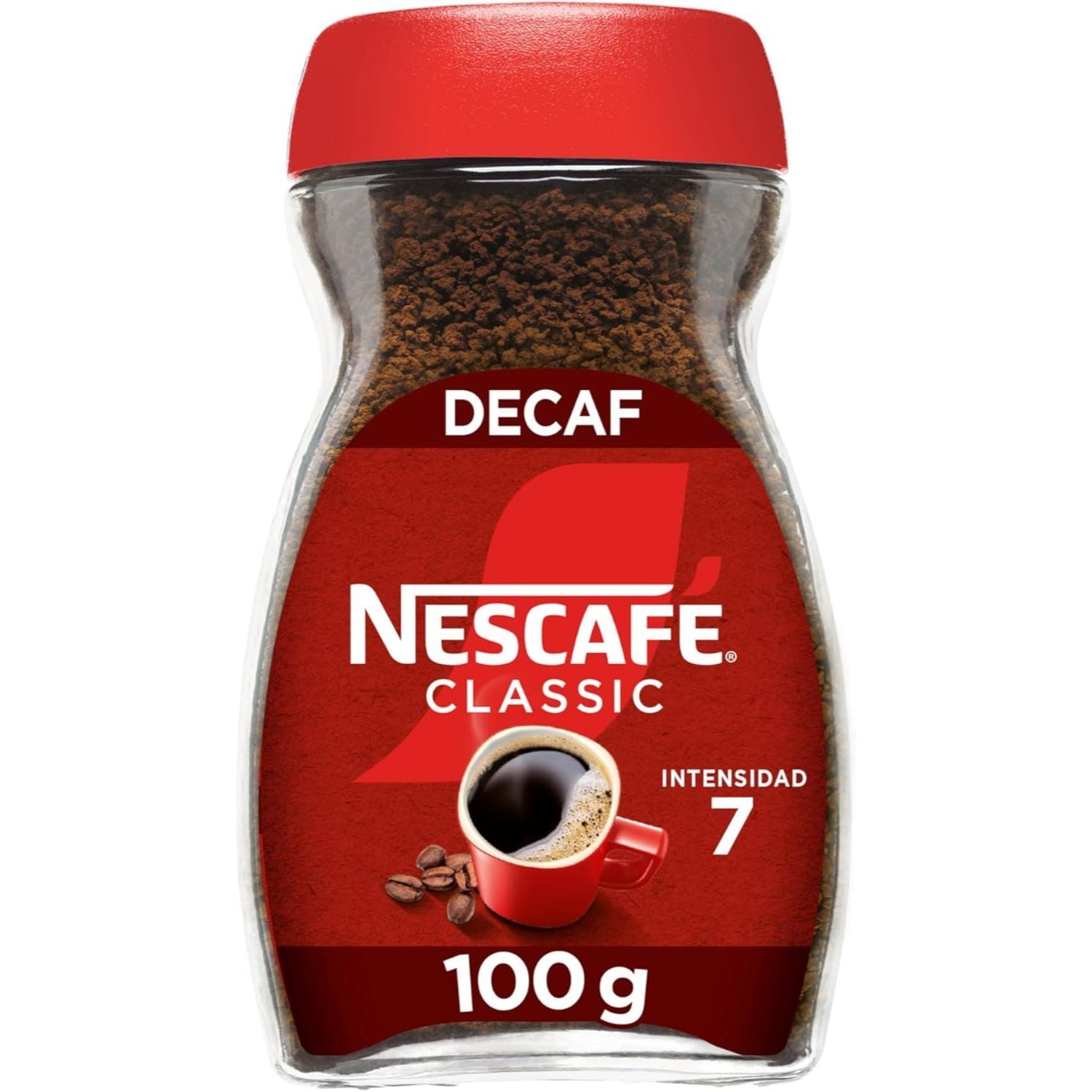 Nescafé Classic Descafeinado, Café Soluble Instantáneo 200g/100g/50g, Tueste Medio, Intensidad 7