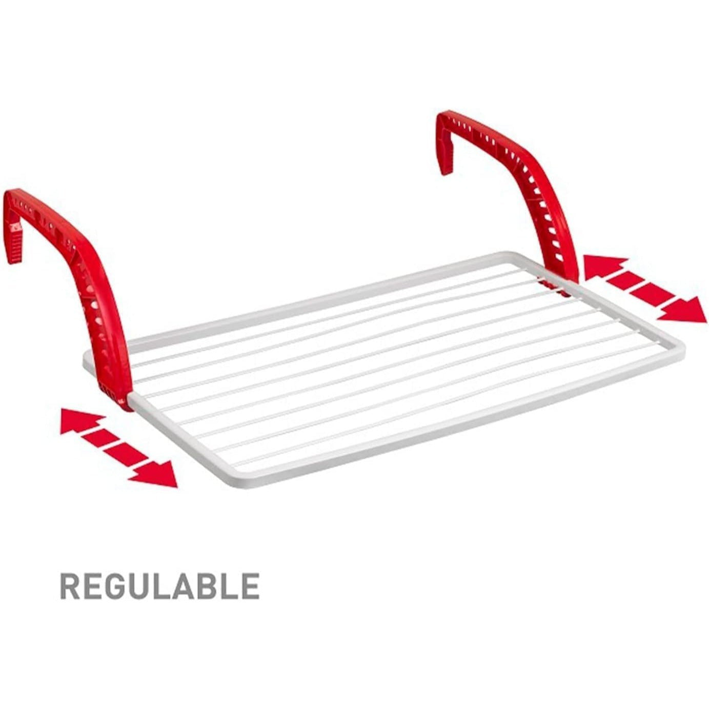 Tendedero Balcón con Gran Superficie de Tendido, para Balcones y Radiadores, Máxima Resistencia al Sol y a la Intemperie, Hecho de Resina Resistente, Aguanta el Peso de la Ropa, Extensible, Compacto y con Tamaño Optimizado