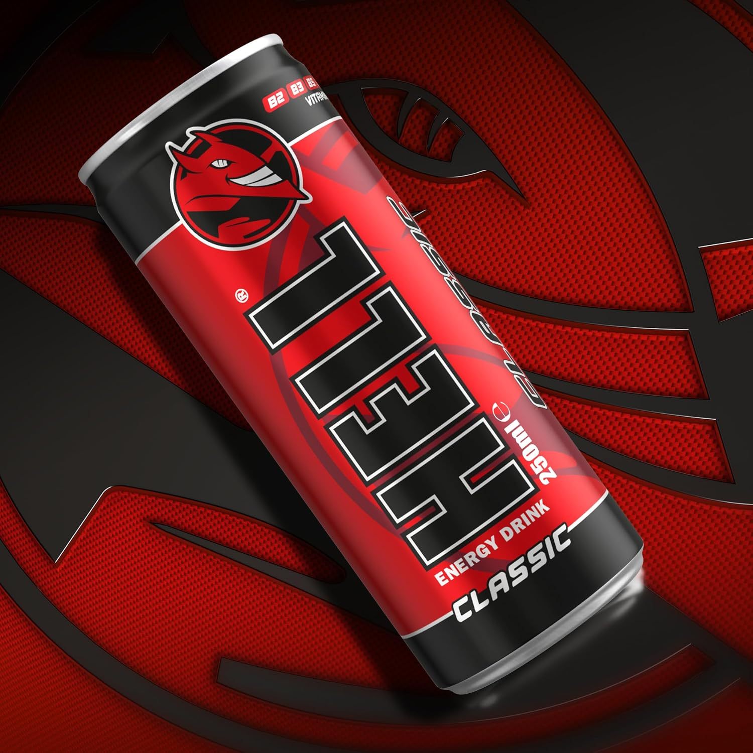 HELL ENERGY Bebida Energética, Refresco Energético con Vitaminas B2, B3, B5, B6 y B12, Pack 12/24/48 Latas de 250ml