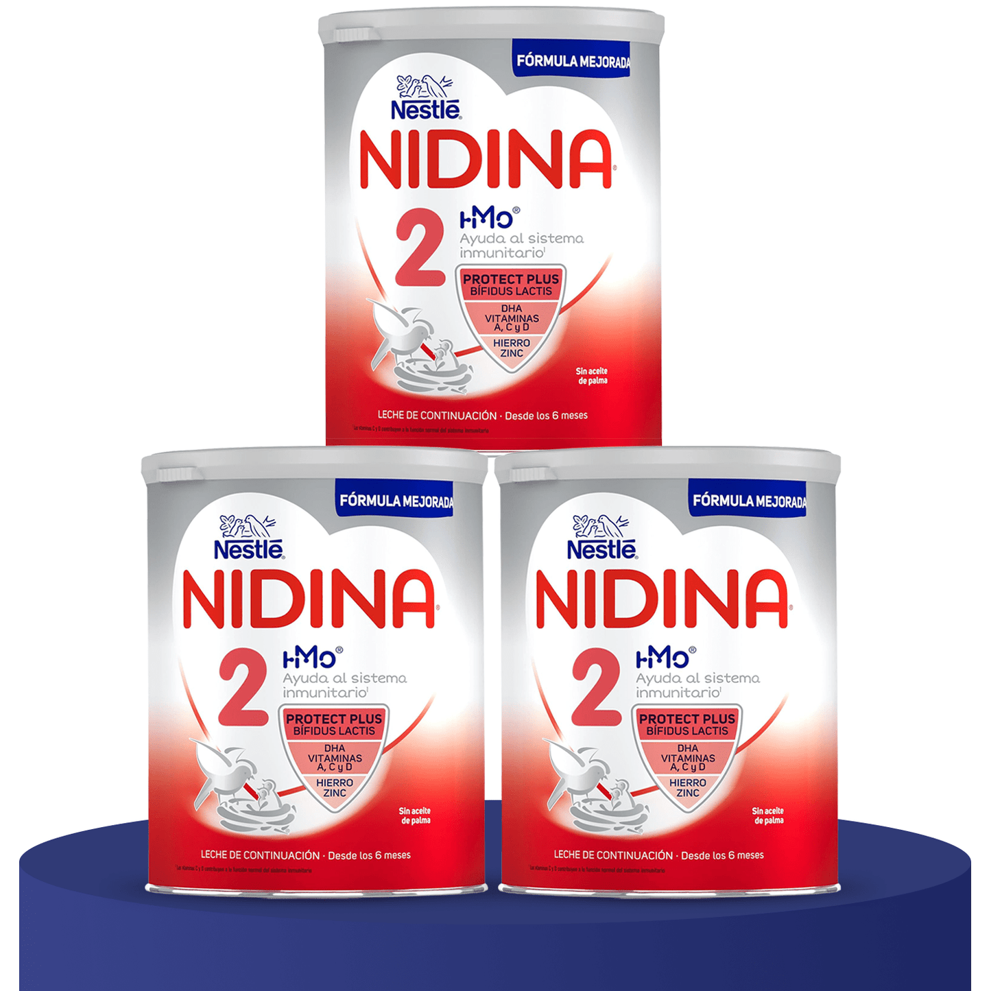 Nestlé NIDINA 2 Leche en Polvo Bebé, Leche de Continuación indicada para Bebés desde los 6 Meses, Contiene Bífidus Lactis, DHA, Hierro, Zinc y Vitaminas A, C y D, 800g por Bote