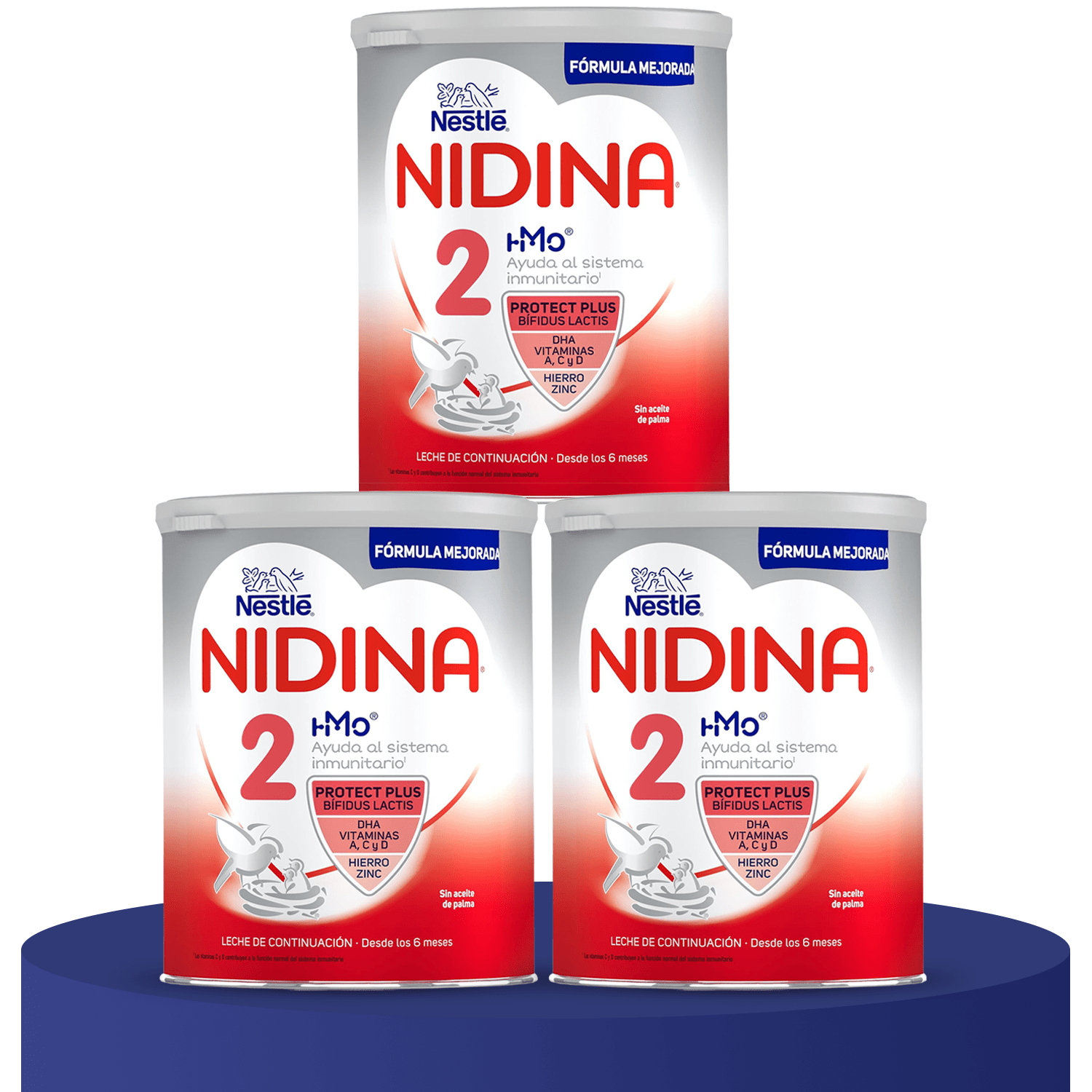 Nestlé NIDINA 2 Leche en Polvo Bebé, Leche de Continuación indicada para Bebés desde los 6 Meses, Contiene Bífidus Lactis, DHA, Hierro, Zinc y Vitaminas A, C y D, 800g por Bote