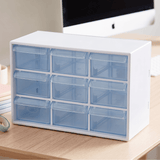 Organizador Multiusos Cajones, Caja de Almacenamiento de Plástico Duradero y Ligero, Perfecto para Todo Tipo de Escritorios, Ideal para Organizar, 9 Compartimientos, Blanco