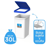 Cubo Basura Cocina de Plástico Resistente, 30L, Cubos de Basura Reciclaje