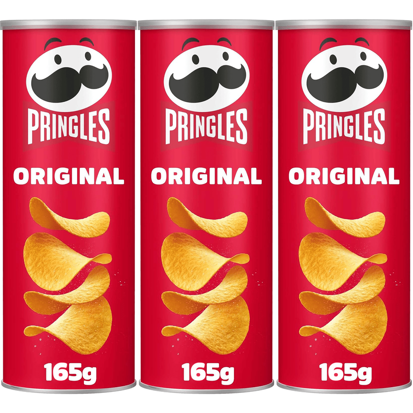 Pringles Original, Snack de Patatas Fritas sabor Original, Tamaño XL de 165g, Pack de 3 Unidades