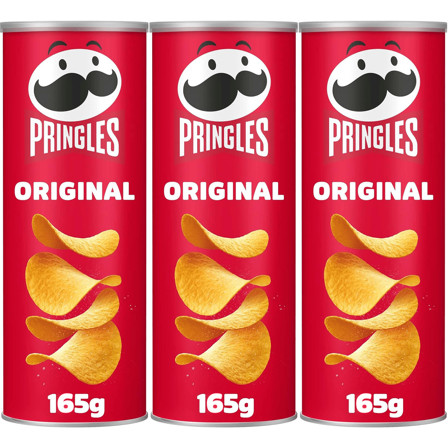 Pringles Original, Snack de Patatas Fritas sabor Original, Tamaño XL de 165g, Pack de 3 Unidades