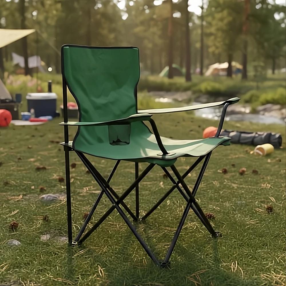 Pack x2 Sillas Plegables Camping con Respaldo y Apoyabrazos para Exterior, Acampada, Pescar y Picnic de 50 x 50 x 80 cm, Resistente y Compacta, Soporta hasta 120kg, Verde