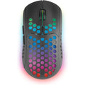 Mars Gaming MMW3, Ratón Gaming Inalámbrico Ultraligero Hive, RGB Flow, Sensor 3200 dpi, Switches Mecánicos HUANO, Batería Recargable, 2.4G USB, Negro