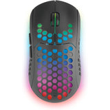 Mars Gaming MMW3, Ratón Gaming Inalámbrico Ultraligero Hive, RGB Flow, Sensor 3200 dpi, Switches Mecánicos HUANO, Batería Recargable, 2.4G USB, Negro