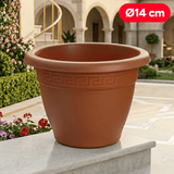 Maceta Plástico 14cm, Diseño Elegante y Moderno, Macetas para Interiores y Exteriores, Patio y Decoración, Ideal para Flores y Verduras, Maceteros de Jardín, Marrón