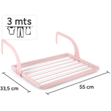 Tendedero Balcón con Superficie de Tendido de 3m, para Balcones y Radiadores, Resistente la Intemperie, 55 x 33,5cm