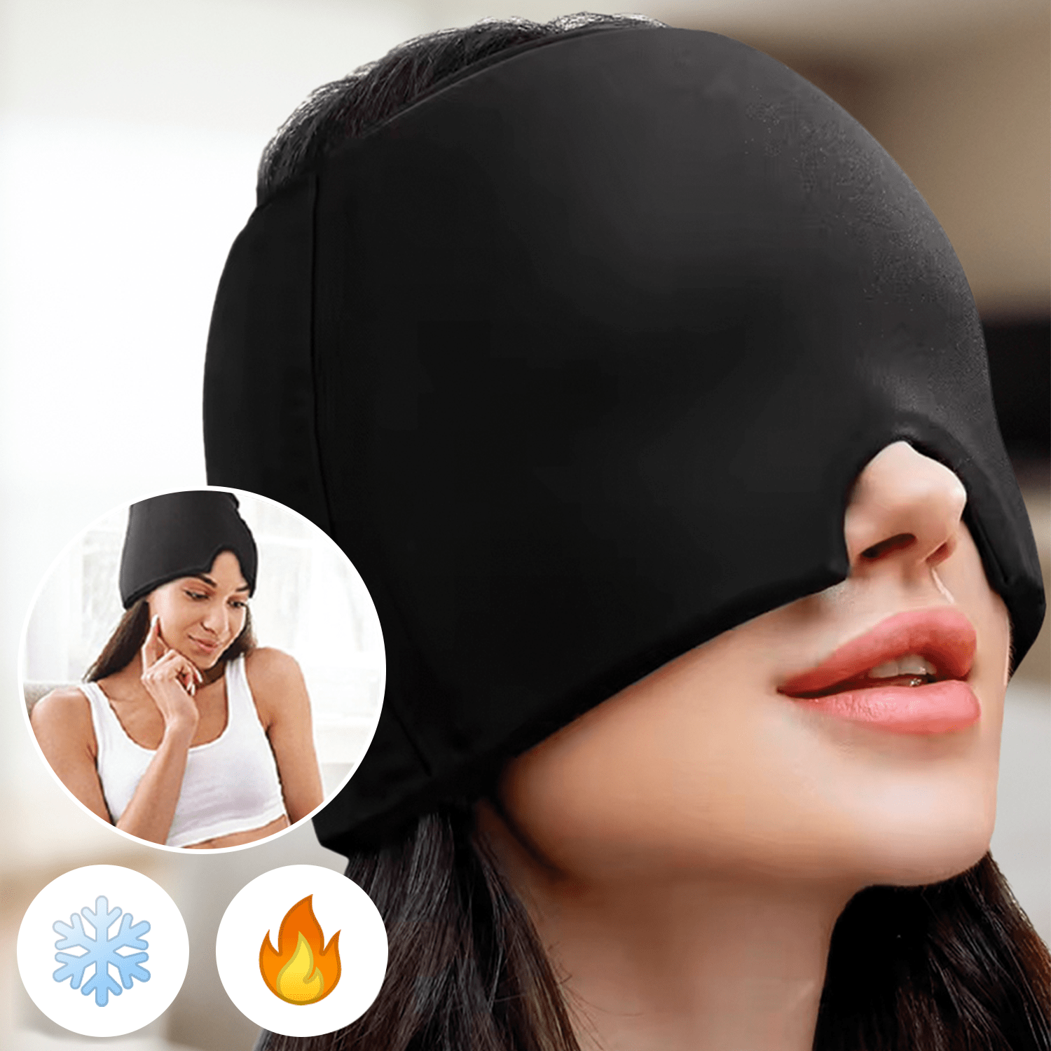 Gorro para Frío y Calor, Antifaz Gel Bloquea la Luz, Material Suave y Cómodo, Hecho de Nylon y Spandex