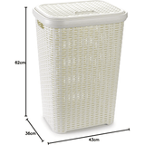 Pongotodo para Ropa Sucia con Tapa, Cesta Grande para Ropa Sucia, Cesta de Almacenamiento para Ropa Sucia para Baño, Cesta de Lavandería, Fabricado en Plástico y con Diseño Elegante, Capacidad de 60L, Asas Laterales para Mayor Comodidad, 43 x 35,5 x 62 cm