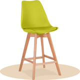 Taburete Alto Cocina con Respaldo, Asiento Blando y Tapizado, Patas Altas Resistentes de Madera de Haya con Reposapiés, Sillas Nórdicas, Ideal para Cocina, Salón, Comedor y Restaurante, 54.5 x 49.5 x 106 cm