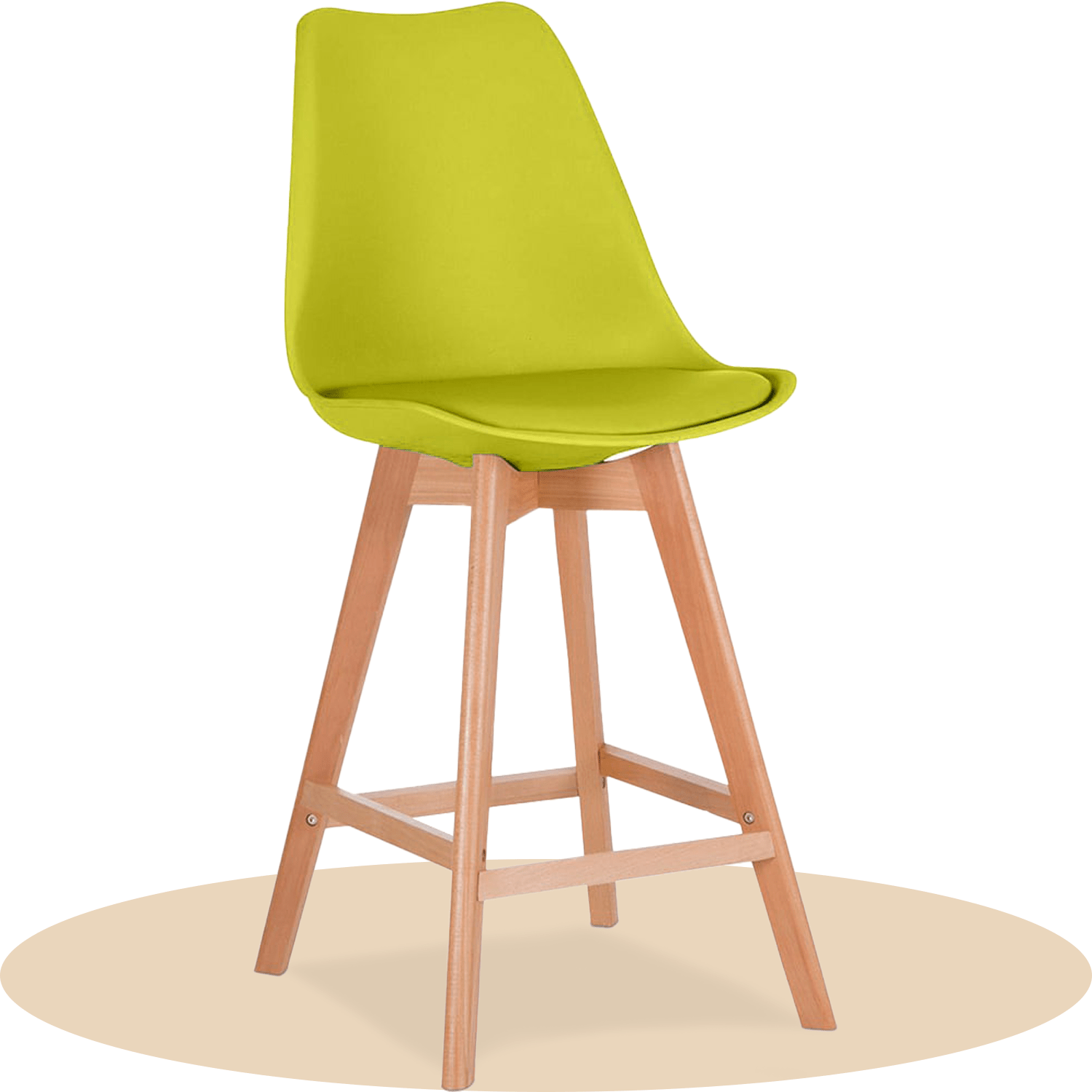 Taburete Alto Cocina con Respaldo, Asiento Blando y Tapizado, Patas Altas Resistentes de Madera de Haya con Reposapiés, Sillas Nórdicas, Ideal para Cocina, Salón, Comedor y Restaurante, 54.5 x 49.5 x 106 cm
