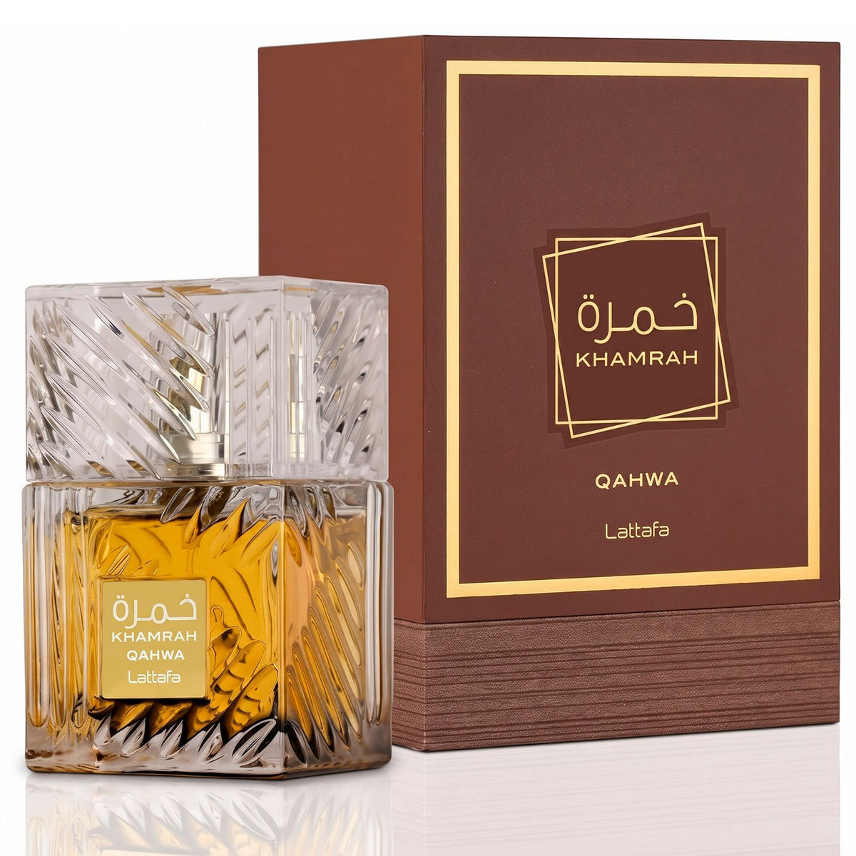 Lattafa Khamrah Qahwa Eau de Parfum Unisex, Perfume Árabe de Aroma Dulce y Especiado con Notas de Café, Canela, Vainilla y Praliné, 100 ml