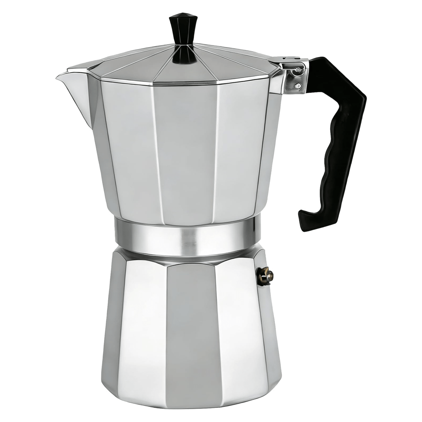 Cafetera Italiana 9 Tazas, Cafetera Italiana de Aluminio con Mango Ergonómico, Compatible con Cocina de Gas, Vitrocerámica e Inducción, Válvula de Seguridad