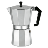 Cafetera Italiana 9 Tazas, Cafetera Italiana de Aluminio con Mango Ergonómico, Compatible con Cocina de Gas, Vitrocerámica e Inducción, Válvula de Seguridad