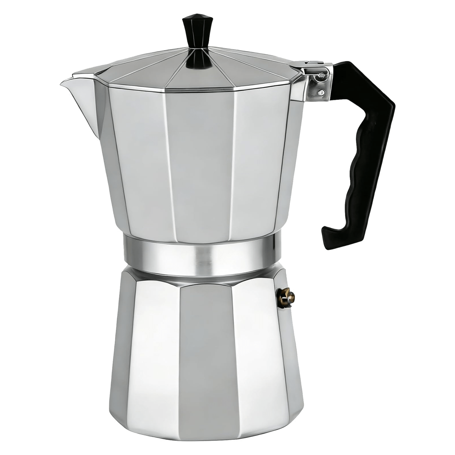 Cafetera Italiana 9 Tazas, Cafetera Italiana de Aluminio con Mango Ergonómico, Compatible con Cocina de Gas, Vitrocerámica e Inducción, Válvula de Seguridad
