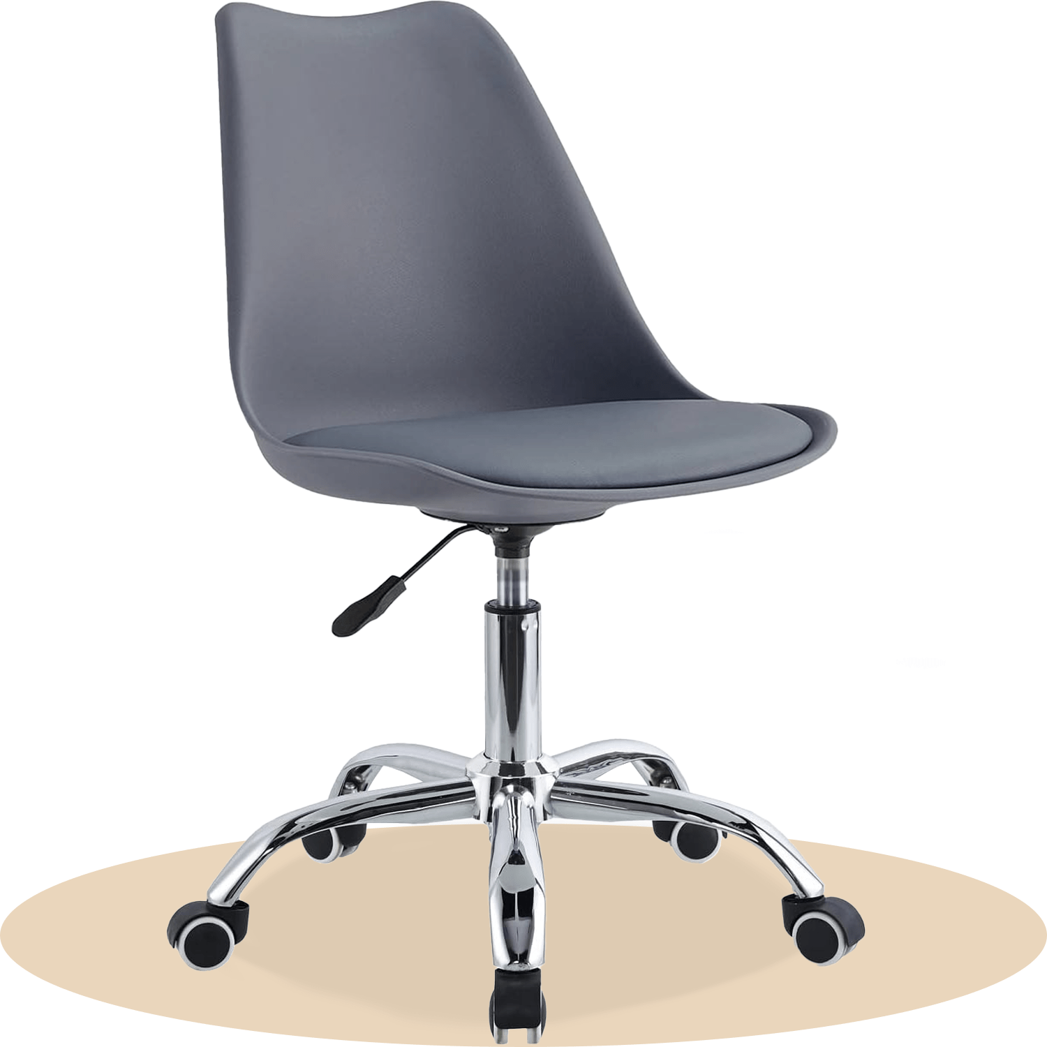 Silla Escritorio Ergonómica con Ruedas, Silla Oficina Giratoria con Altura Ajustable, Acolchada, Estilo Nórdico, Ideal para Estudio y Oficina