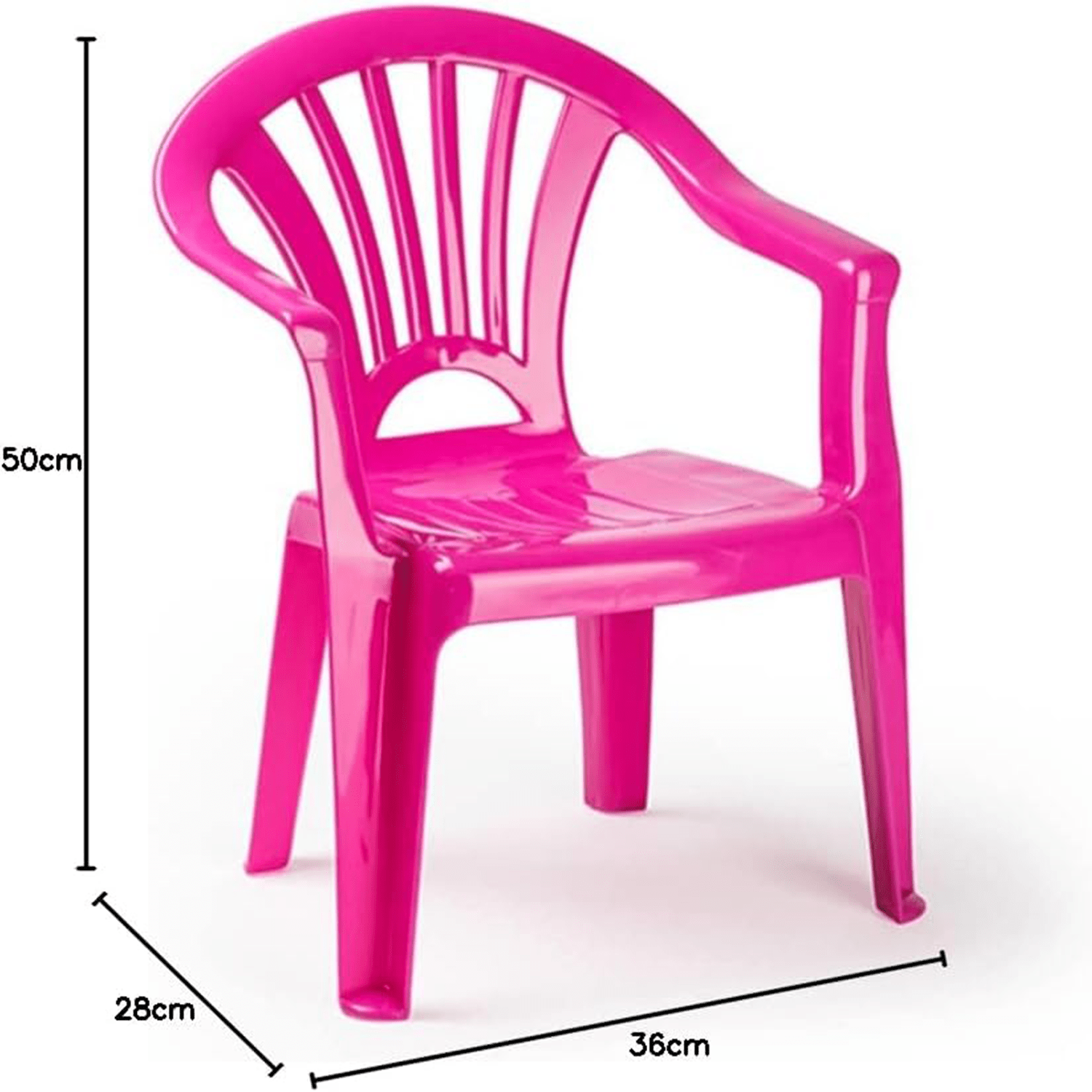 Silla Infantil Plástico para Niños, Color Rosa, Fácil de Limpiar, Resistente y Cómoda, 28 x 36 x 50 cm