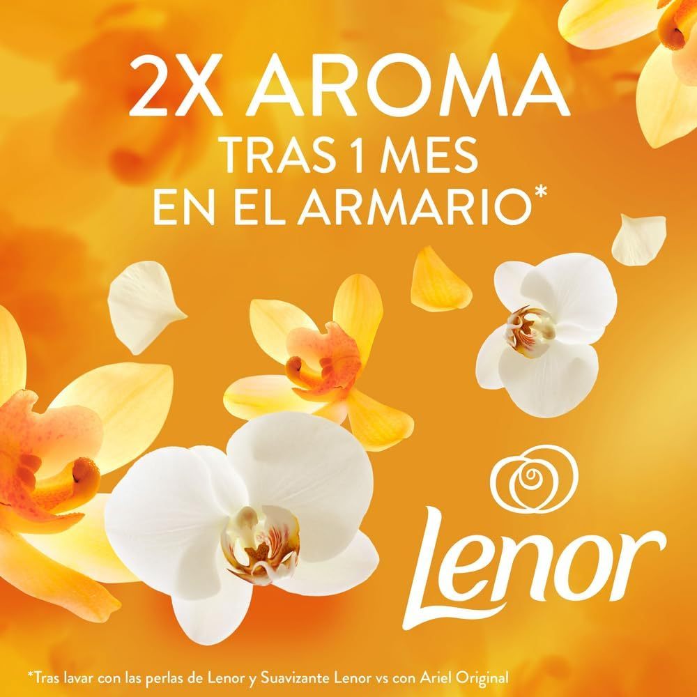 LENOR UNstoppables Perlas Lavadora Perfumadas para la Ropa, Suavizante con Fragancia Orquidia Dorada, Potenciador de Frescor, 41 Lavados, 495g