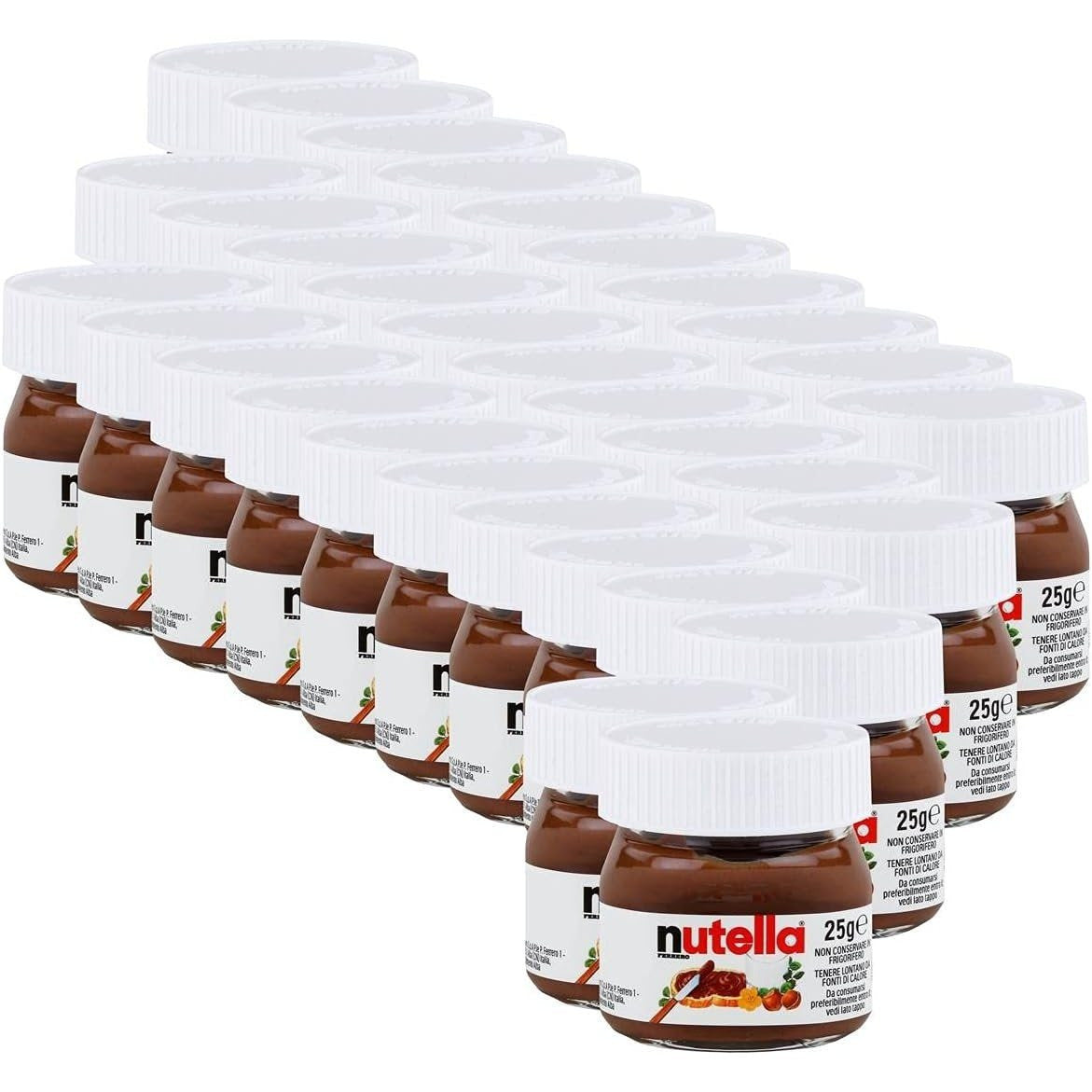 Ferrero Nutella 25g para Untar, Crema de Avellanas y Cacao, Envase Individual perfecto para Desayunos, Meriendas o Eventos