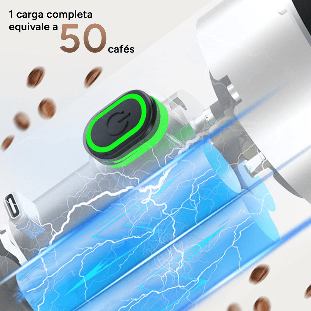 Maquina Café Espresso Portátil, Compatible con Cápsulas Pequeñas, Grandes y Café Molido, Fácil de Limpiar, Carga USB-C, Hasta 50 Cafés por cada Carga Completa, Compacto y Ligero Ideal para Fuera de Casa, Trabajo, Oficina, Viaje, Excursión