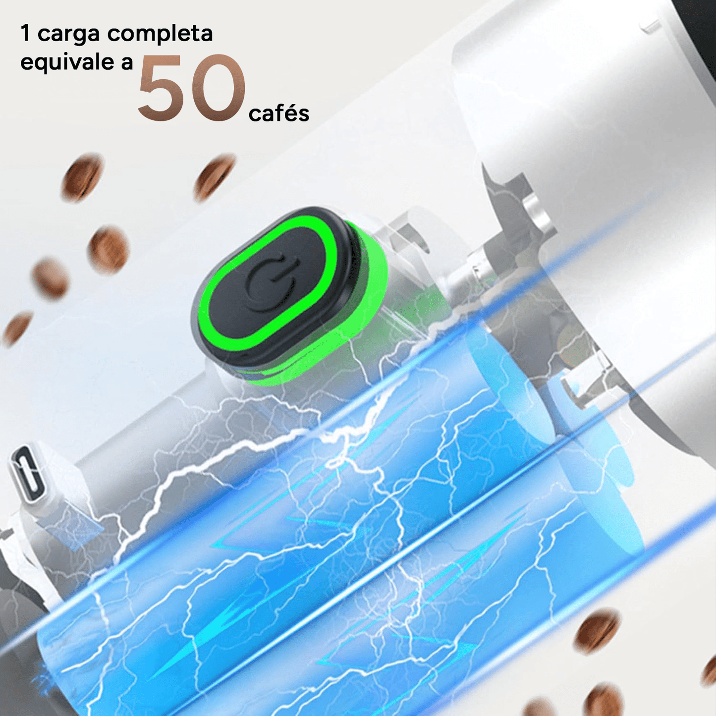 Maquina Café Espresso Portátil, Compatible con Cápsulas Pequeñas, Grandes y Café Molido, Fácil de Limpiar, Carga USB-C, Hasta 50 Cafés por cada Carga Completa, Compacto y Ligero Ideal para Fuera de Casa, Trabajo, Oficina, Viaje, Excursión