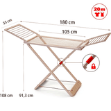 Tendedero Plegable con Alas, 20 Metros de Superficie de Tendido, Hecho de Resina Resistente al Sol y a la Intemperie, 180 x 108 x 55 cm