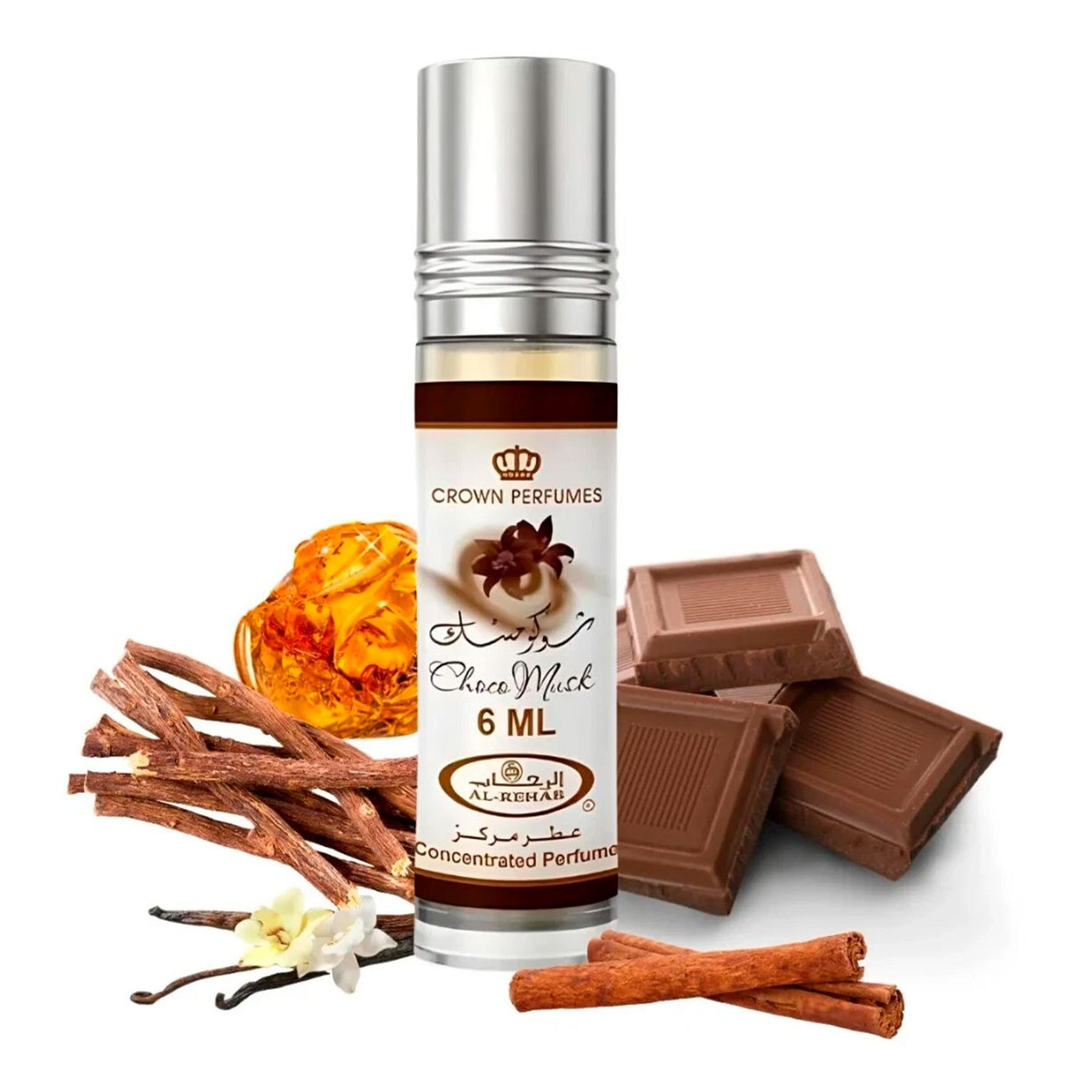 Al Rehab Choco Musk Perfume Árabe en Aceite Concentrado para Aromatizar la Piel durante Todo el Día con Aroma Dulces de Chocolate y Vainilla sin Alcohol en Formato Roll-On Portátil, 6 ml