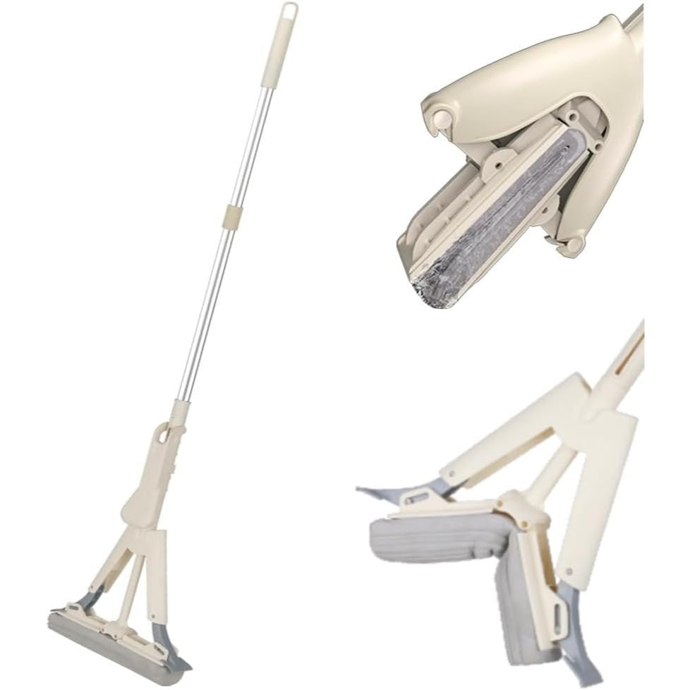 Mopa Esponja Autoescurrido, Fregona Mopa Esponja Autoescurrible para Limpiar Suelos, Paredes, Ventanas, Techos y Muebles. Limpia en Seco y Mojado, Fabricado en PP, Acero y Esponja de PVA, Barre y Fiega a la Vez, Medidas Cabezal: 33cm, Medidas Mango: 120cm