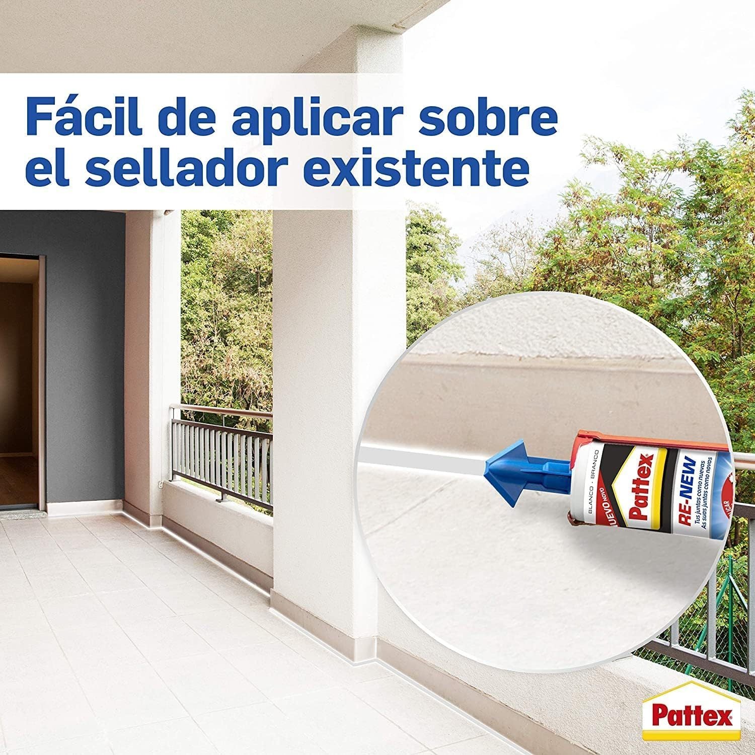 Pattex RE-NEW, Silicona Blanca para Baños, Blanqueador de Juntas, Sellador Universal Impermeable con Triple Resistencia, 280ml