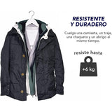 Perchas Ropa de Madera Maciza de Color Blanco, Gancho Rotatorio de 360º, Barra Horizontal, Muecas de Sujeción, Acabado en Vinilo, Perchas para Chaquetas, Trajes, Abrigos, Sudaderas