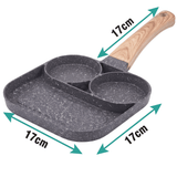 Sartén de 3 Compartimentos, Fabricado en Aluminio de Alta Calidad, Fácil Limpieza, Revestimiento Antiadherente, Compatible con Todo Tipo de Cocinas, Perfecta para Huevos y Panqueques, 17 x 17cm