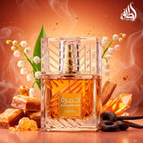 Lattafa Khamrah Eau de Parfum, Perfume Árabe Unisex con Aroma Cálido y Envolvente, Notas Dulces, Especiadas y Amaderadas de Larga Duración, 100 ml