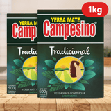 Campesino Yerba Mate, Yerbas para Mate con Sabor a Menta, Té Rico en Vitaminas y Minerales Esenciales, Origen de Paraguay, 500g por Paquete