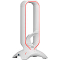 Mars Gaming MHHPRO, Soporte Auriculares 3en1 con Iluminación RGB Flow Touch, Bungee para Ratón, HUB con 2 USB 3.0, Base Antideslizante y Diseño Compacto, Blanco