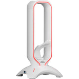 Mars Gaming MHHPRO, Soporte Auriculares 3en1 con Iluminación RGB Flow Touch, Bungee para Ratón, HUB con 2 USB 3.0, Base Antideslizante y Diseño Compacto, Blanco