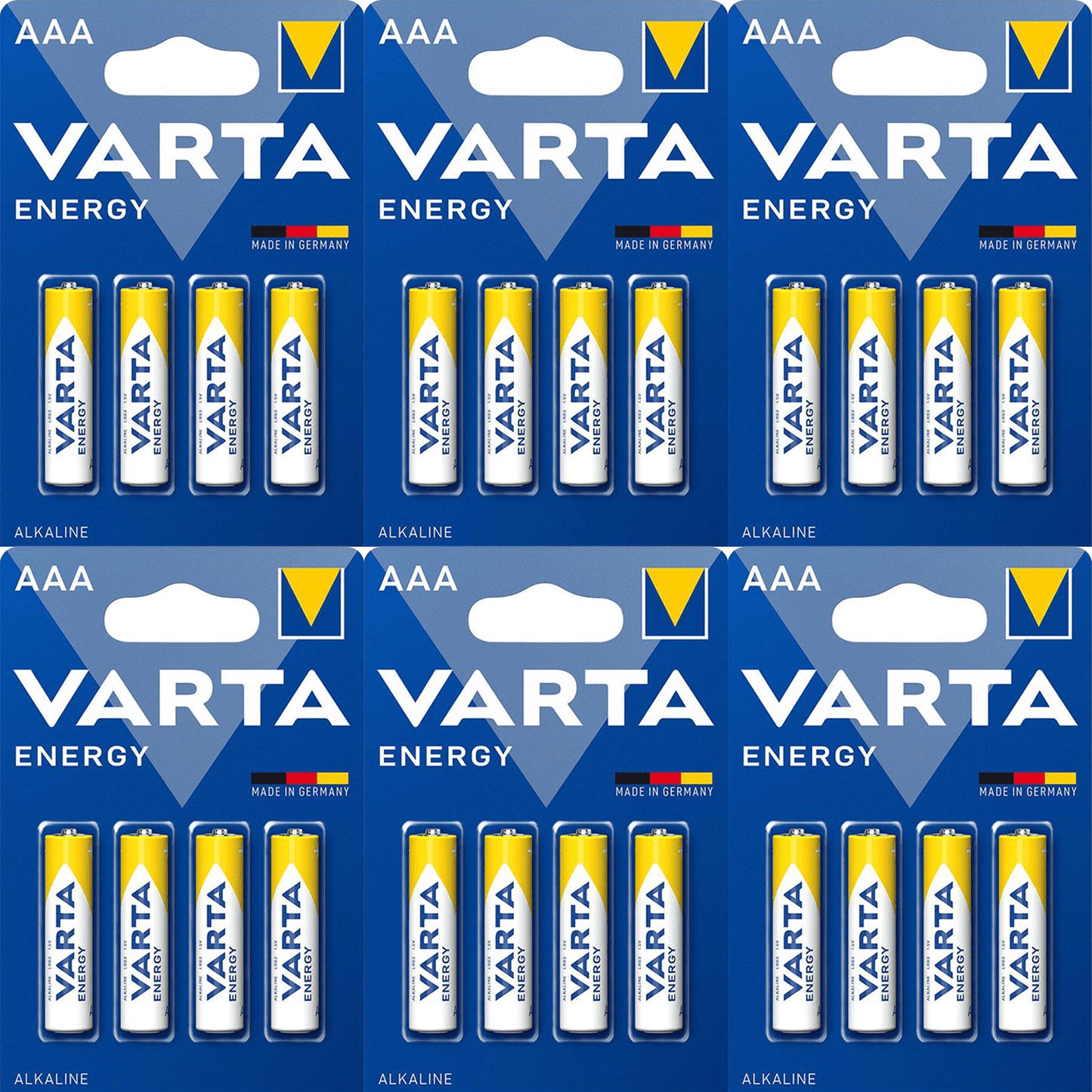 Pilas AAA Alcalinas de Alto Rendimiento, VARTA Energy, Larga Duración, Energía Continua, Ideal para Controles Remotos, Juguetes Electrónicos, Linternas, Lámparas, Relojes, Cámaras y Otros Dispositivos de Uso Diario - VARTA