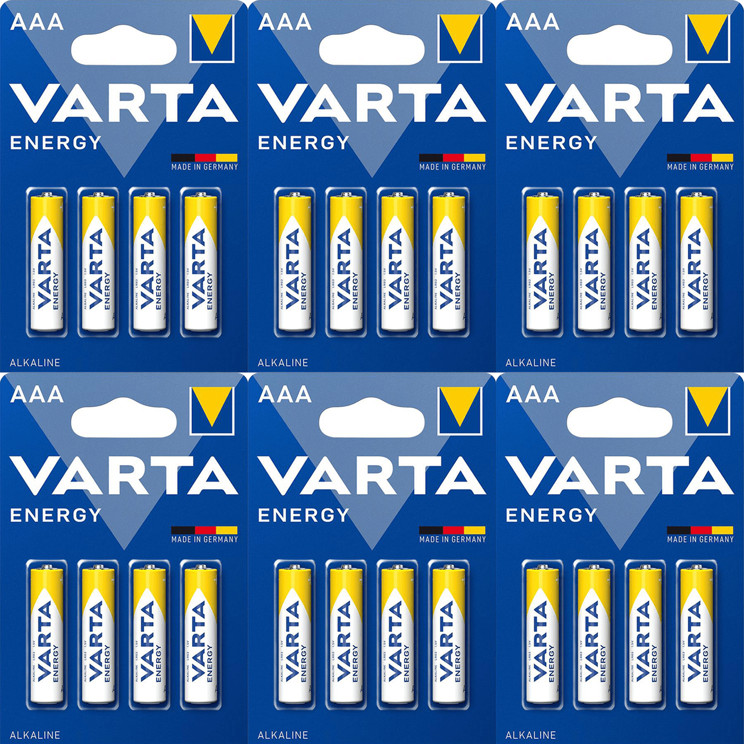 Pilas AAA Alcalinas de Alto Rendimiento, VARTA Energy, Larga Duración, Energía Continua, Ideal para Controles Remotos, Juguetes Electrónicos, Linternas, Lámparas, Relojes, Cámaras y Otros Dispositivos de Uso Diario - VARTA