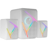 Mars Gaming MS-H21, Altavoces Gaming RGB 2.1 y Subwoofer 35W, Sistema Drivers Invertidos 3D Surround, Altavoces Compactos con Iluminación Dinámica RGB, Alimentación USB y Conector Jack 3.5mm, Blanco