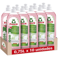 Frosch Lavavajillas Líquido Concentrado, Lavavajillas Detergente a Mano de Vinagre de Frambuesa, Extra Desengrasante y Eficaz, Pack de 10 Unidades de 750 ml, 7.5 L en Total