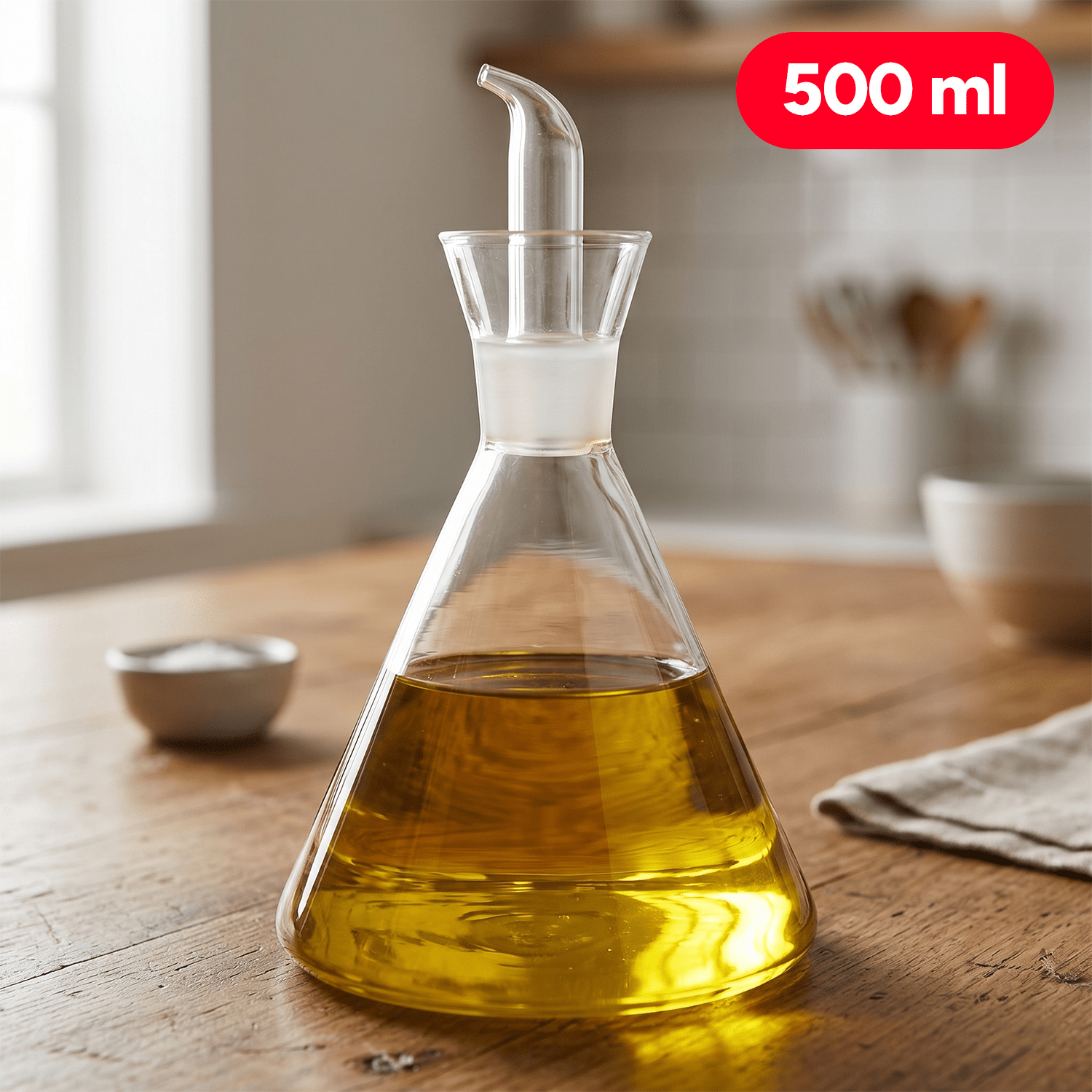 Aceitera Antigoteo de Vidrio Resistente, Dispensador de Boquilla Única Sin Goteo, Ideal para Aceite, Vinagre, Aderezos