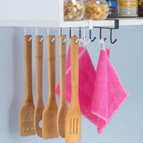 Colgador de Ropa con 6 Ganchos, Percha de Ropa Metálica, Colgador Utensilios Cocina, Ganchos para Colgar Ropa, Ideal para Aprovechar y Optimizar el Espacio, Fácil Instalación y Sin Perforaciones, 25 x 4 x 2,5 cm