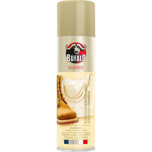 Búfalo Limpia Calzado Ante-Nobuk Incoloro, Protege y Renueva el Color, Spray 250 ml