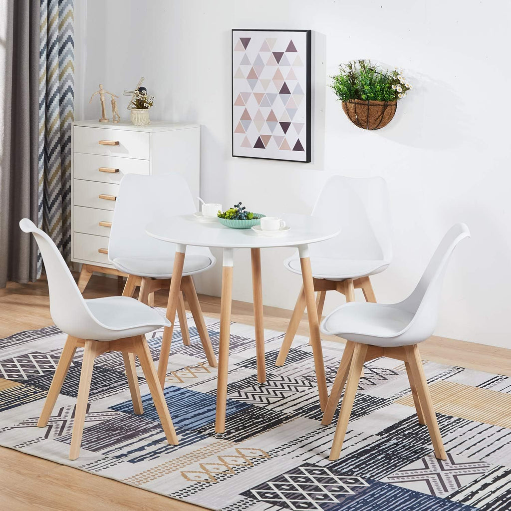 Sillas para Comedor, Sillas de Cocina con Asiento Blando, Tapizado y Patas Resistentes de Madera de Haya